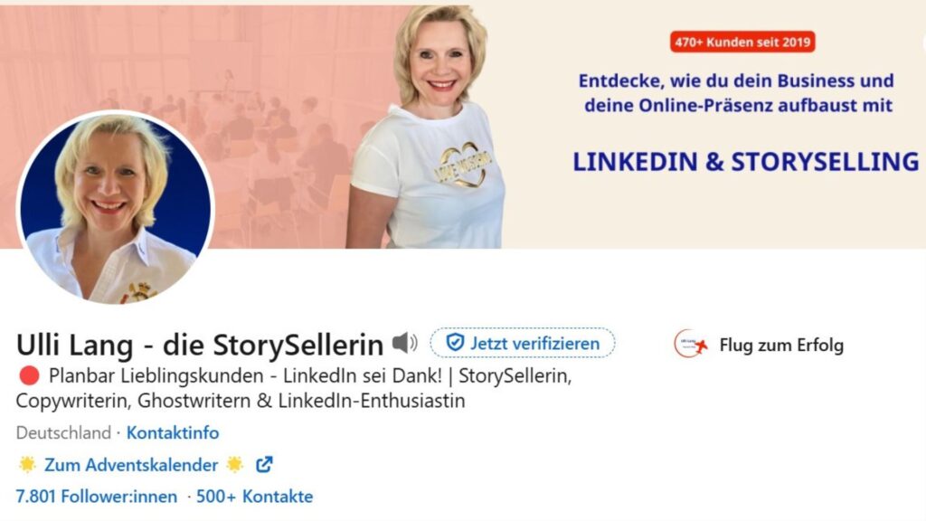 Das Profil auf LInkedIn von Ulli Lang -