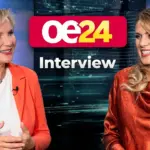 Ulli Lang und die Moderatorin Tatjana im Interview bei OE24 im Talk des Tages